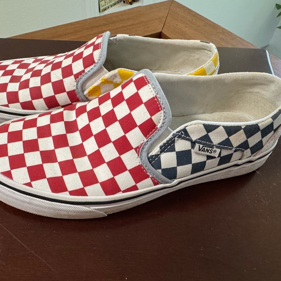 Vans Multi-Color Red and White Checkerboard Slip-On Sneakers - Picture 3 of 7